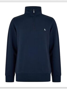 Jack Wills Navy Quarter-Zip Sweatshirt Size Medium